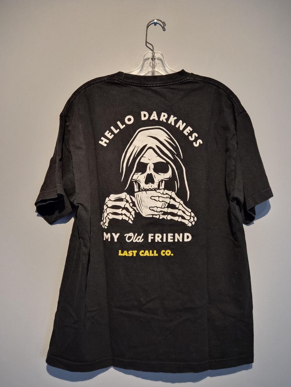 Last Call Co. Hello Darkness Black Graphic T-Shirt | Size XL